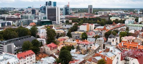 This photo displays the stark contrast between the "old town" of Tallinn and the newer, modern architecture that came with an expansion of the city. 