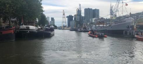 The beautiful Rotterdam waterfront on a rainy day