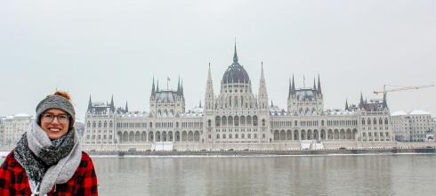 The beautiful Hungarian Parliament Building on the river in Budapest