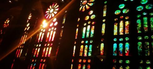 Beautiful stained glass in the Sagrada Família