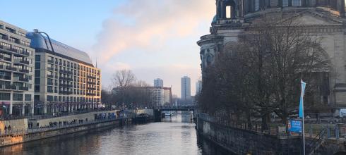 The Berliner Dom, a cathedral located along the Spree River 