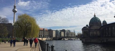 A glimpse of Berlin's TV Tower and the Spree River