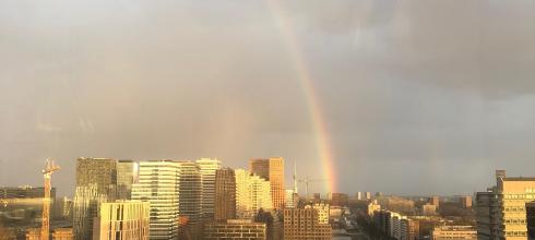 Rainbow visible from my office window in Amsterdam