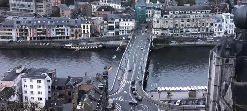 The Meuse River runs between the two halves of the city