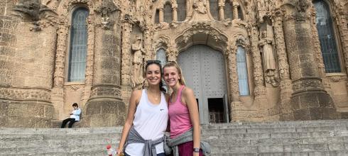 My friend Caroline and I in front of the Tibidabo Castle
