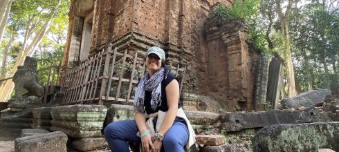 Me sitting in front of a brick temple in the complex!