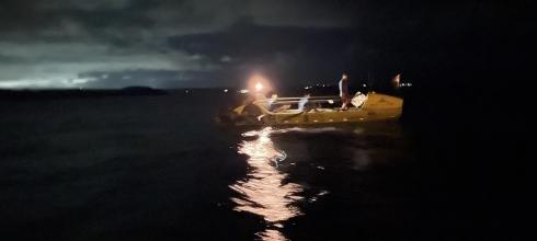 Land ho! After weeks of seeing nothing but open ocean, the island of Antigua appears in the darkness