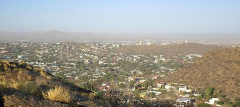 View of Windhoek. They call Windhoek a "City in the Bush" . Bush is what Namibians call the wilderness, the closest towns outside of Windhoek is an hour away and city is about 4 hours away. 