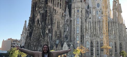 In front of the Sagrada Familia