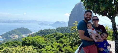 We are at the top of the Sugarloaf hike in Rio de Janeiro