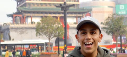 Taking a photo in front of the famous Bell Tower