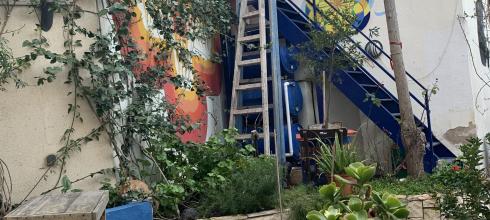 An open roof cafe in downtown Amman with stray cats to greet the customers!