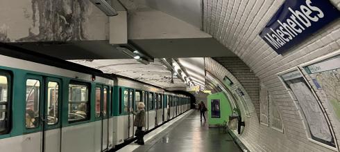 Getting on the metro on my way home from school