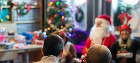 Even out at sea, Santa found us! We also decorated our conference room with a tree