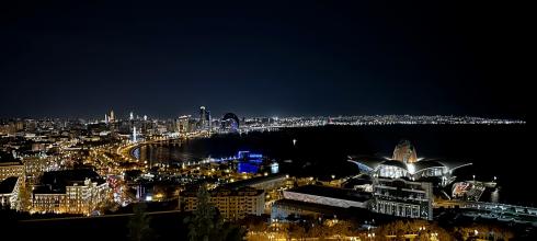 Overlooking Baku at night