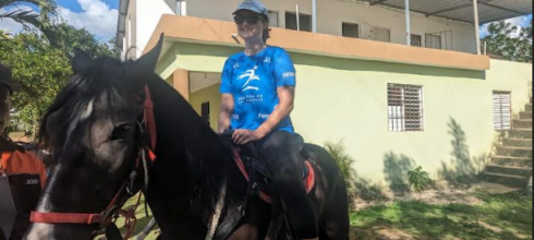 Riding a horse at patronales, a yearly town festival