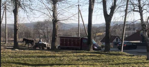 The horse cart on my village's main road. 