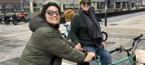 Leila, my friend and I on the bikes in A Coruña