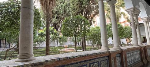 A garden in the middle of the Archeological Museum of Seville. 