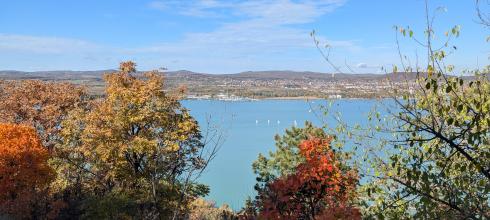 This view of the lake and the leaves is stunning