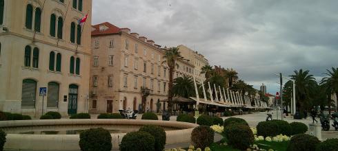 A row of cafes and restaurants just outside the Split's old town