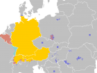 German is the official language of the yellow countries, and is spoken in the others (Image from Wikipedia)
