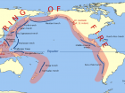 A map indicating a few of the many volcanoes in the Ring of Fire (Photo from Wikimedia Commons) 