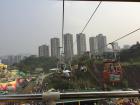 I rode a cable car for the first time. It gave me a great view of the city of Chongqing.