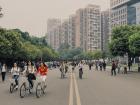 The streets are filled with students riding their bicycles going from one class to the next. Standing in the middle of traffic during rush hour was not the best idea!