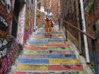 Colorful stairs between buildings