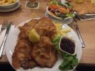 Traditional wiener schnitzel dish from Germany; it was delicious!