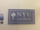 Our lobby is decorated with a lot of NYU-themed items