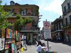 This is a corner of the French Quarter in New Orleans. 