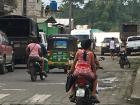 "Ecologico" traveling on the road with two motorcycles in La Maná