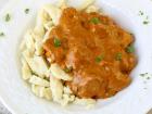 Chicken paprikash-- one of the better Hungarian dishes and a little less common than goulash or lecso