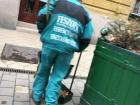 A city worker cleaning on the streets near my dorm