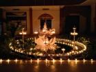 A display honoring the goddess Saraswadi, the goddess of education