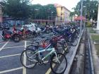 Students park their bikes outside the hostel 