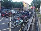 Students park their bikes outside the hostel 