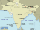 A map of Pakistan, India and Bangladesh