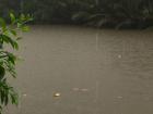 Trash left on Jalan Biawak washes into the river during a heavy rain