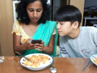 I try to share Indian and American food and culture with my host family, too 