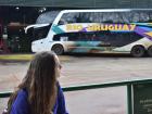 Waiting in the bus station. Behind me is an example of one of the many buses you can take long distance across Argentina. 