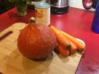 German pumpkin, plus other ingredients for pumpkin soup