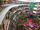 A giant floral display inside Medellín's Santa Fe Mall
