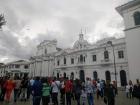 A bustling plaza in "The White City" of Popayán, named for its white-hued buildings