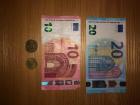 Euro bills, like those used in the Netherlands