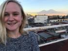 This is me on our Airbnb roof terrace overlooking Mt. Vesuvius, the volcano that destroyed Pompeii