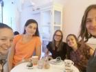 My host sister (right), her friends, and I out for a cake