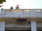 Giant honey bees build huge honeycombs- this nest is hanging off the roof of a building on my campus.